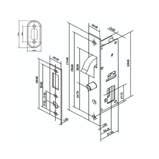 Imagem de Fechadura Porta de Correr Soprano 529 Cromada Estreita