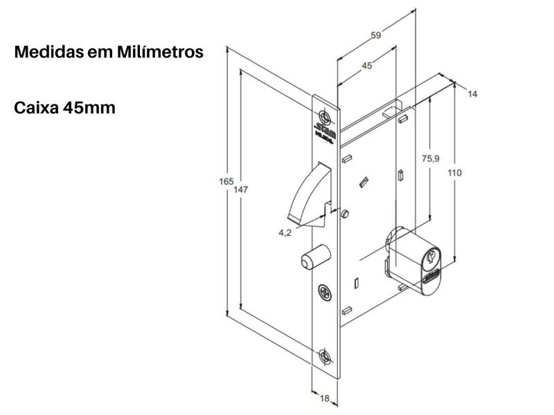 Imagem de Fechadura Porta de Correr Stam 950 + Puxador Porta de Correr 60cm Tubular Alumínio Polido