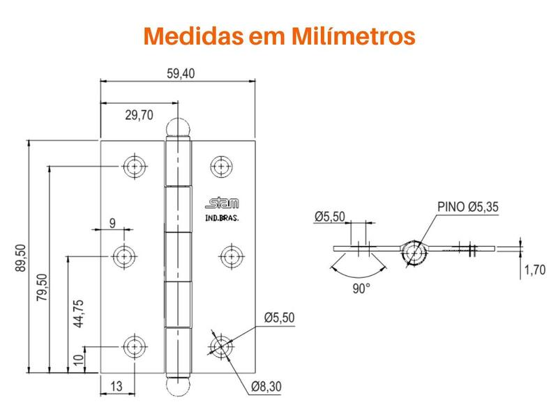 Imagem de Fechadura Porta de Madeira 3F Banheiro Antique + 3 Dobradiça Stam Antique com Parafusos