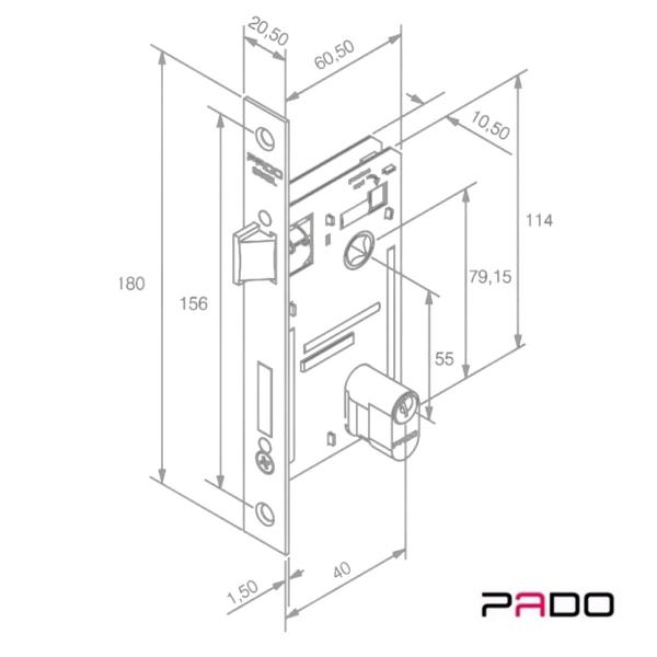 Imagem de Fechadura porta de madeira externa espelho de inox Pado 40mm Cromada