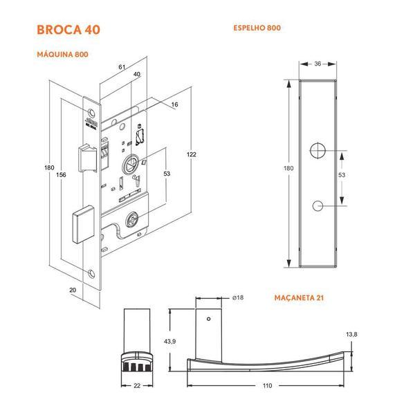 Imagem de Fechadura Porta Externa Madeira Ferro Tetra Cromado Stam Inox