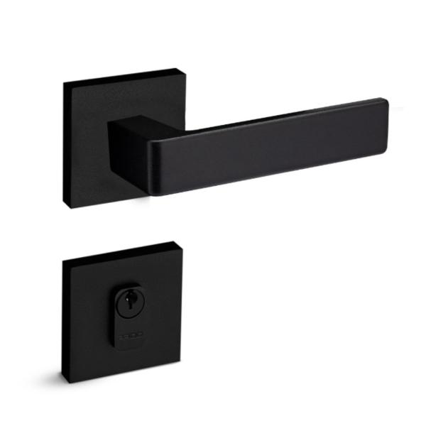 Fechadura porta externa sala quarto modena pado preta 55mm quadrada ept Imagem de Fechadura porta externa sala quarto modena pado preta 55mm quadrada ept