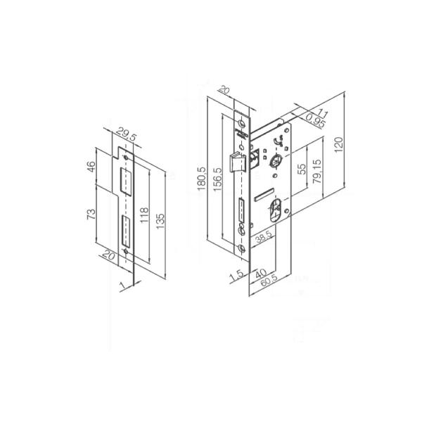 Imagem de Fechadura porta externa sala quarto pado concept 414 preta 40 mm quadrada