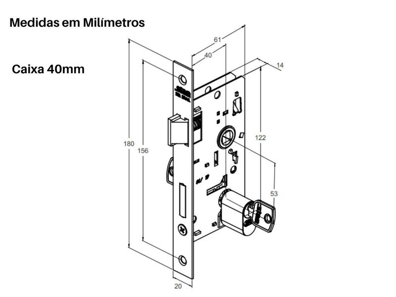 Imagem de Fechadura Porta Externa Stam 803/21 Cromada Roseta Quadrada Inox Porta de Madeira