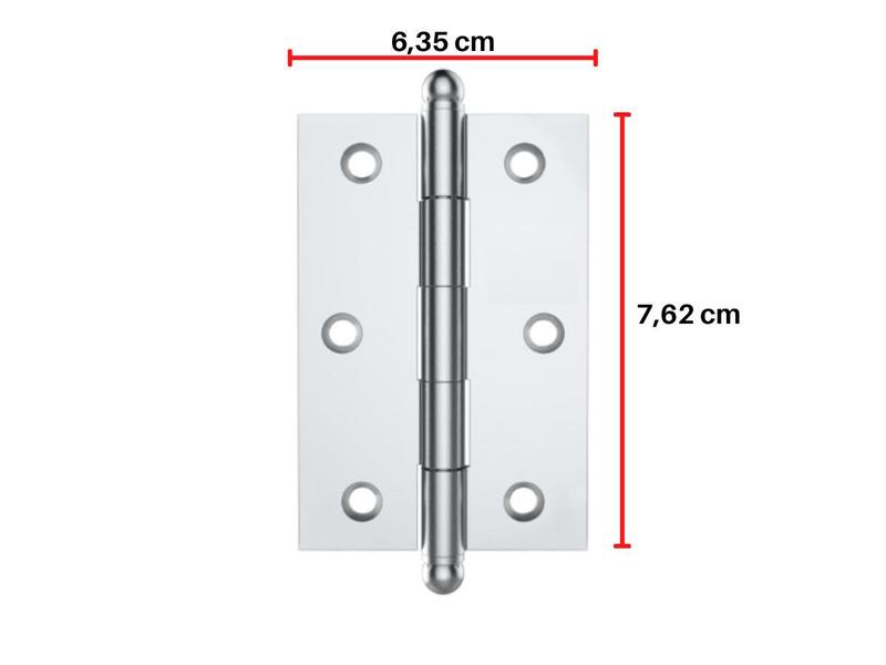 Imagem de Fechadura Porta Externa Stam 803/21 Roseta Redonda Inox + 3 Un Dobradiças Cromadas