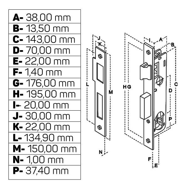 Imagem de Fechadura Porta Ferro Madeira Serralheiro Broca 22mm Aliança