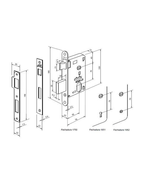 Imagem de Fechadura Porta Interna Magie Imab Dourada Verniz Latão 55mm