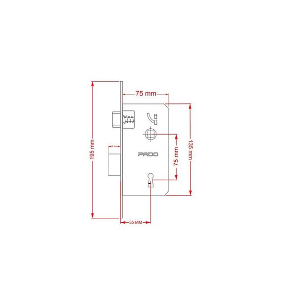 Imagem de Fechadura porta interna quarto sala ascot pado preta 55mm quadrada chave grande ept