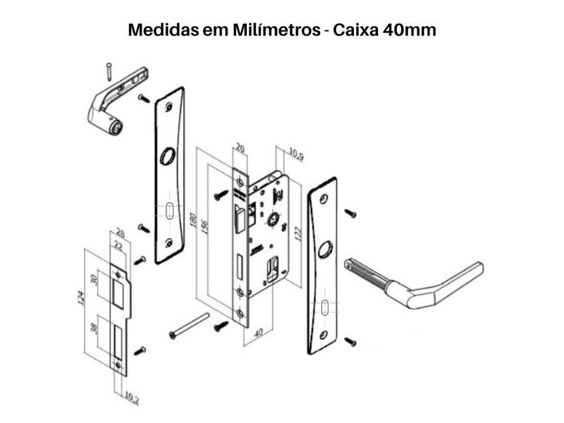 Imagem de Fechadura Porta Interna Soprano Popline Acabamento Cromado Caixa 40mm Porta de Madeira