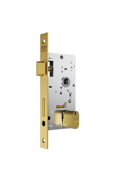 Imagem de Fechadura porta madeira externa sala quarto dourada gold stam classic 40mm c/ cilindro