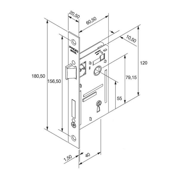 Imagem de Fechadura Porta Pado Concept 40 mm Cromo Acetinado Roseta Redonda