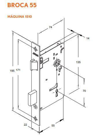 Imagem de Fechadura Quadrada Inox Litoral 1610/160 55mm Interna Stam