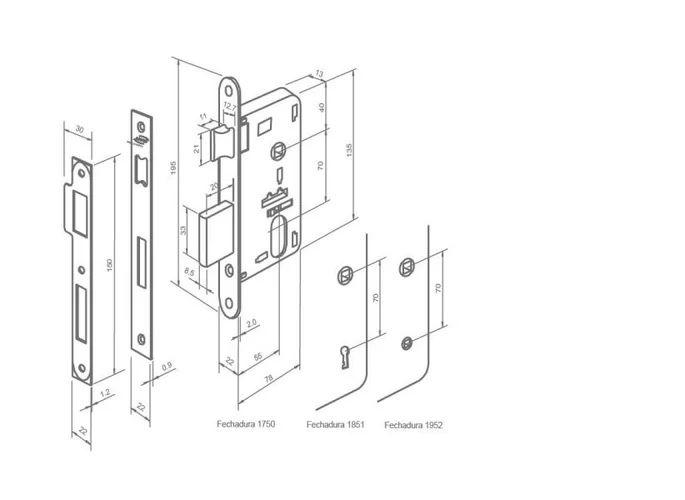 Imagem de Fechadura Quadrada Interna Metro Light Cromada Imab 55mm