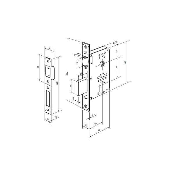 Imagem de Fechadura rolete pivotante externa imab 4700 redonda antique ouro velho multiponto e77 55mm