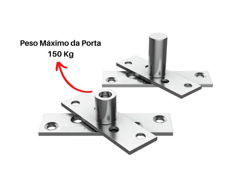 Imagem de Fechadura Rolete Pivotante Tetra Stam 800 Roseta Quadrada + Dobradiça Pino Pivotante 150kg