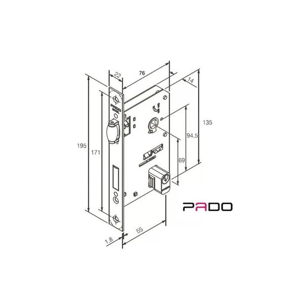 Imagem de Fechadura Rolete Porta Pivotante Pado Inox Polido Cromado