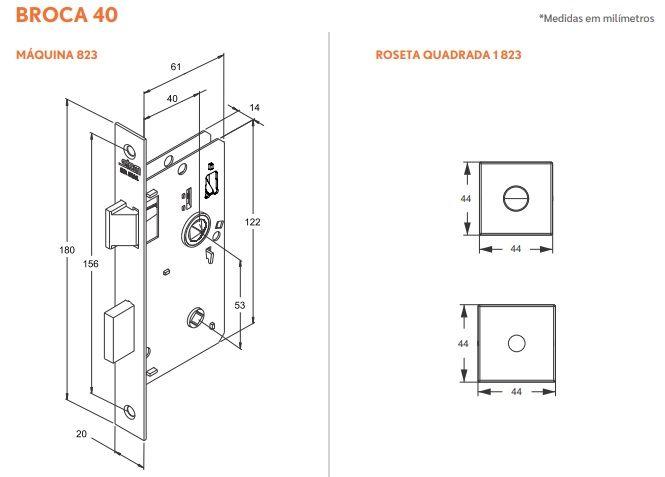 Imagem de Fechadura Roseta Quadrada Stam 823/35 Rq1 Inox Banheiro Wc