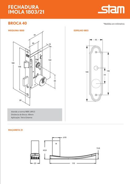 Imagem de Fechadura Stam 1803/21 Externo Tetra Oxidado