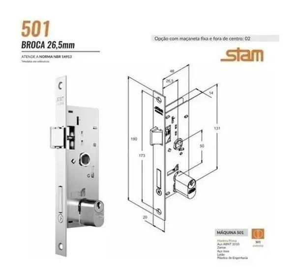 Imagem de Fechadura Stam 501/03 Espelho Externa Inox