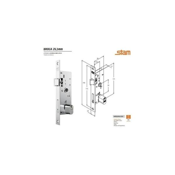 Imagem de Fechadura Stam 501/33 Externa Branca Metalão De 50mm