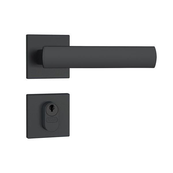 Fechadura stam 803/35 roseta quadrada gorje externa - preto fosco Imagem de Fechadura stam 803/35 roseta quadrada gorje externa - preto fosco