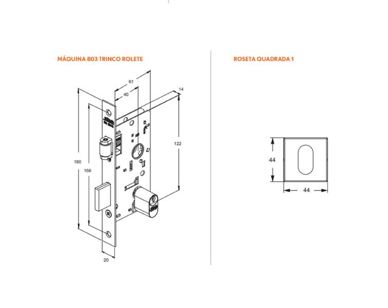 Imagem de Fechadura Stam 803 Roseta Quadrada Inox Rq1i