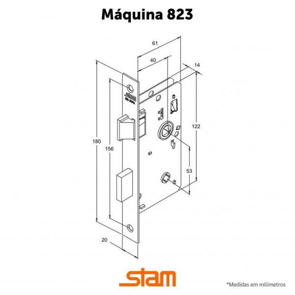 Imagem de Fechadura stam 823/35 roseta quadrada banheiro - preto fosco