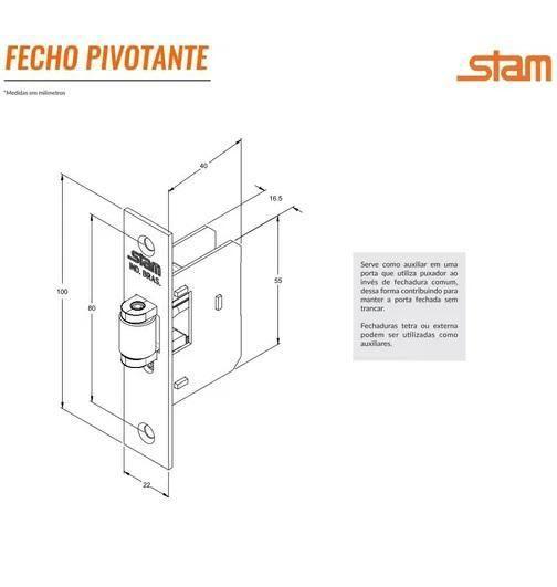 Imagem de Fechadura Stam Fecho Pivotante Cromado