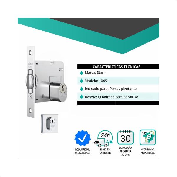 Imagem de Fechadura Stam Pivotante Rolete 1005 - Alta Segurança