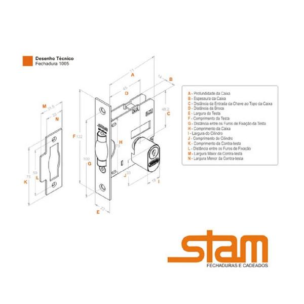 Fechadura Stam Pivotante Rolete 1005 - Alta Segurança Imagem de Fechadura Stam Pivotante Rolete 1005 - Alta Segurança
