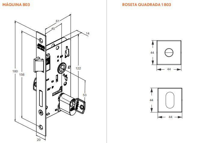 Imagem de Fechadura Stam Preto Fosco 803/35 Externa Roseta Quadrada