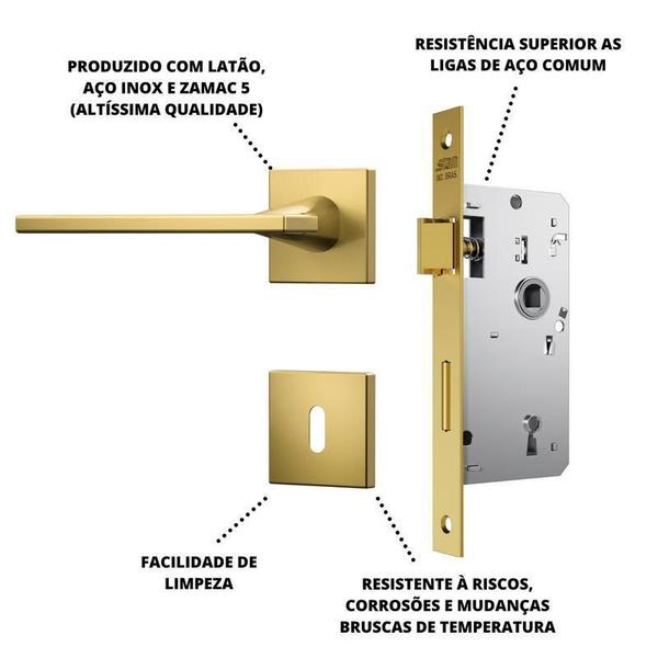 Imagem de Fechadura Stam Quarto Gold Dourado Porta De Madeira Quadrado