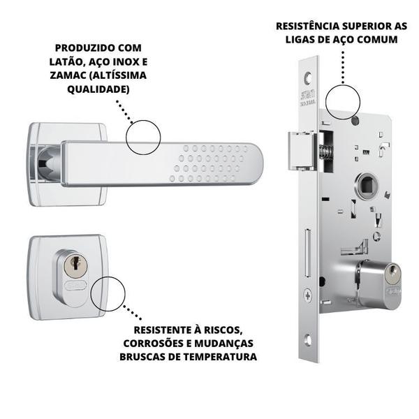 Imagem de Fechadura Stam Roseta Redonda Cromada. 803 21 Inox Externa