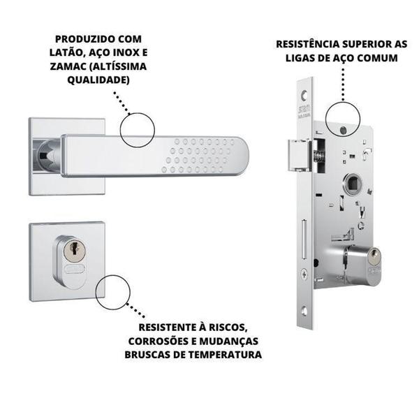 Imagem de Fechadura Stam Roseta Redonda Inox Cromada 803/2 Externa