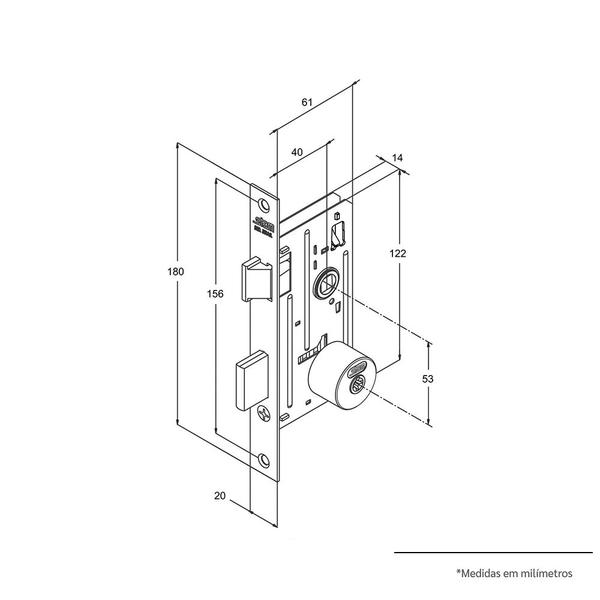 Imagem de Fechadura Stam Tetra 1800/21 Porta Madeira 40mm Cromada Sala