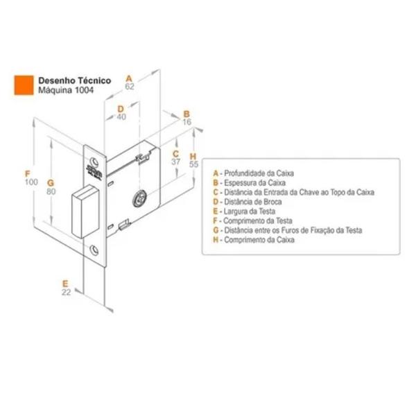 Imagem de Fechadura Stam Trava Auxiliar 1004 Simples RQ1 Tetra Inox