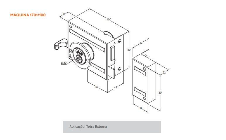 Imagem de Fechadura Tetra de Sobrepor Portão 1701/100 Inox Branca Stam