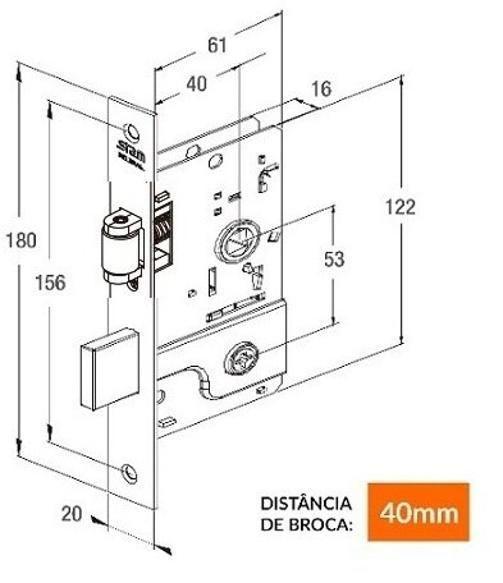 Imagem de Fechadura Tetra Rolete Trava Auxiliar 800 Redonda Inox Stam