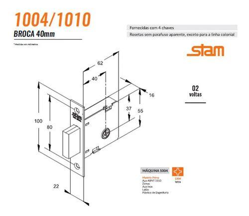 Imagem de Fechadura Trava Auxiliar Tetra 1004 Par - 4 Chaves - Stam