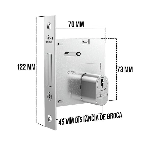 Imagem de Fechadura Trava De Segurança Auxiliar Stam 1007 Cromada