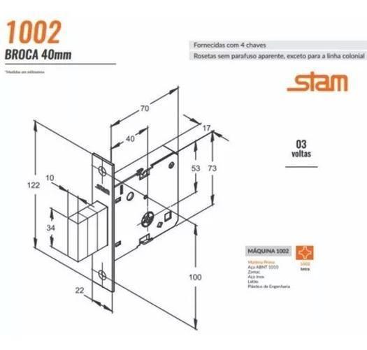 Imagem de Fechadura Trava De Segurança Stam 1002 Esp. Inox