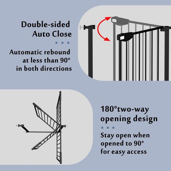 Imagem de Fechadura tripla Baby Gate DEARBB 79-218 cm extra larga preta