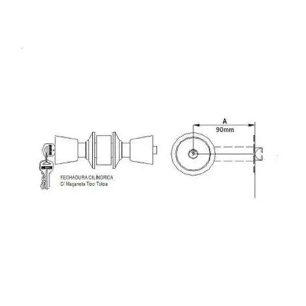 Imagem de Fechadura Tubular Porta Divisória Tulipa Ext 90mm Soprano