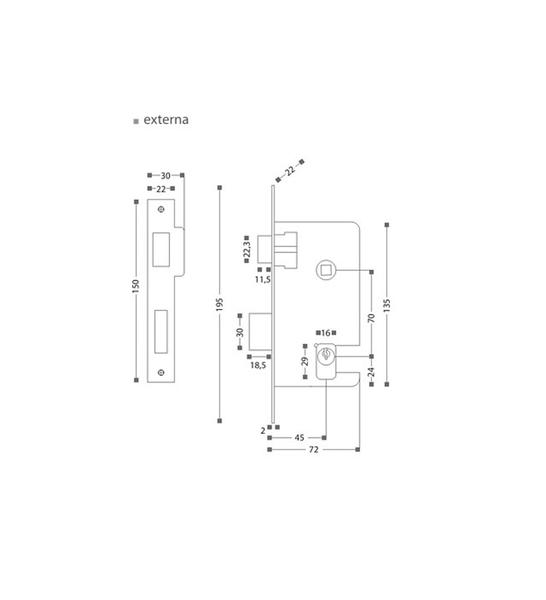 Imagem de Fechadura Uno Lockwell 45mm Roseta Cromo Escovada Externa