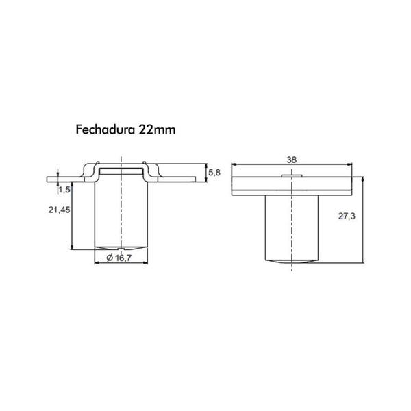 Imagem de Fechaduras 22mm Portas Gavetas  Armários 07 Pçs Cano Curto