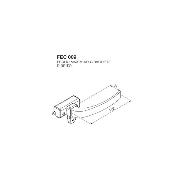 Imagem de Fecho alavanca maxim-ar FEC 009 para janela de alumínio Suprema - Preto