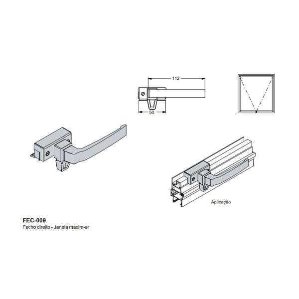 Imagem de Fecho alavanca maxim-ar FEC 009 para janela de alumínio Suprema - Preto