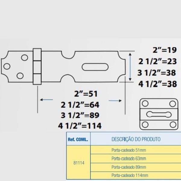 Imagem de Fecho Com Porta Cadeado 81114 Cartela Branco 89mm Aliança