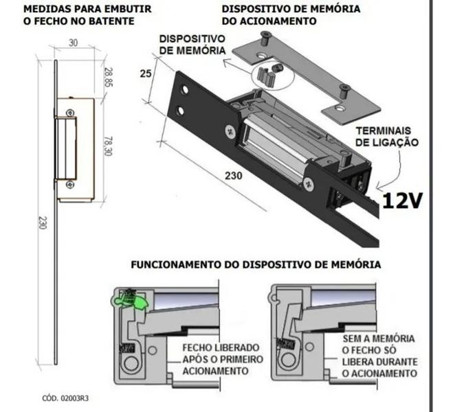 Imagem de Fecho Elétrico Agl 12v Para Batente Fechaduras Convencionais  388