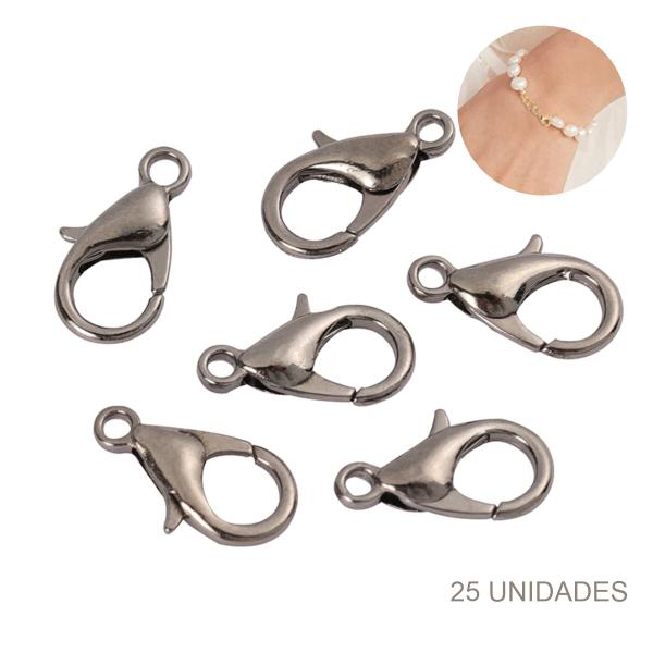 Imagem de Fecho Lagosta Para Bijouteria Pulseira 12mm Metal 25 Peças